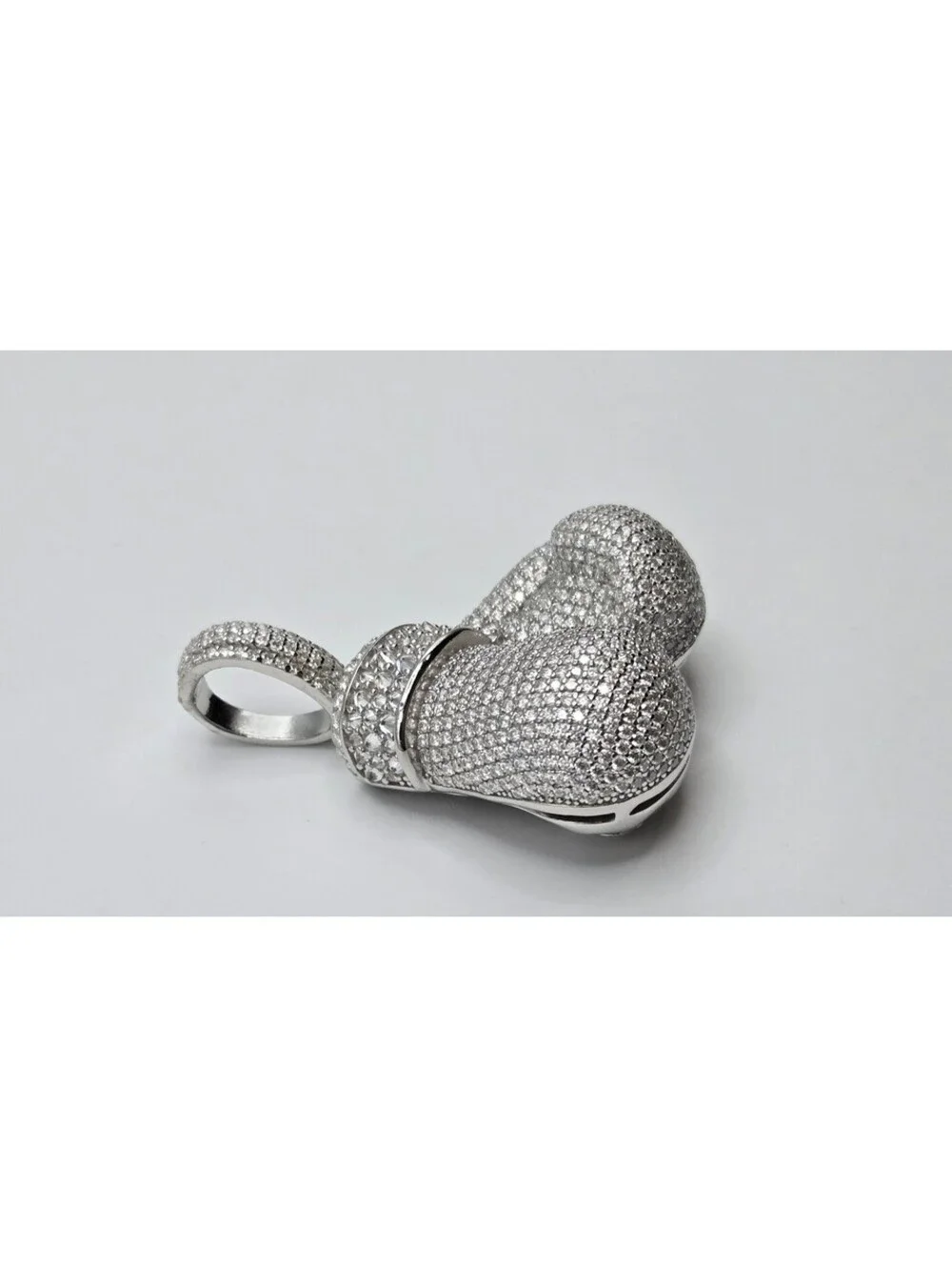 NEW Solid 925 Sterling Silver Boxing Gloves Pendant 8.0CTW VVS1 Moissanite Iced